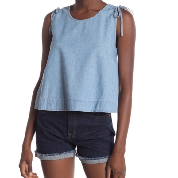 Madewell Crop Swing Tank, Chambray, XS - Picture 1 of 7